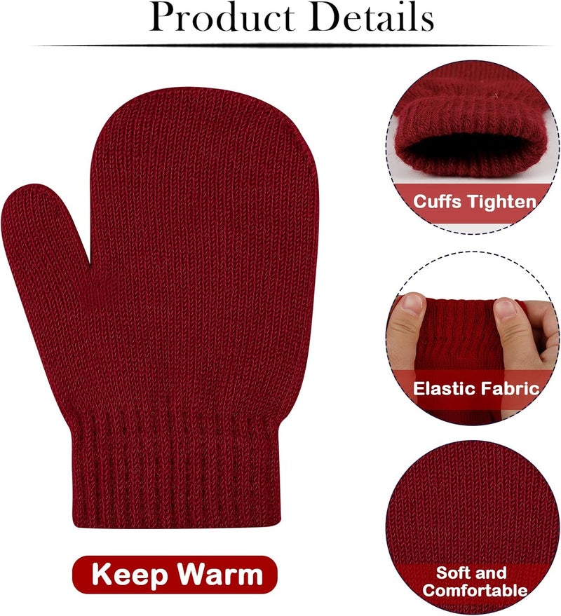 ONESING 5 Pair Toddler Mittens Black Baby Winter Gloves for Girls Boys - Warm Newborn Gloves - Image 3